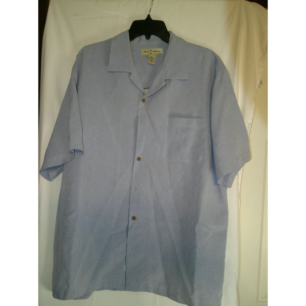 Tommy Bahama Light‎ Blue Silk Graduation Cocktail Button-Up Camp Shirt